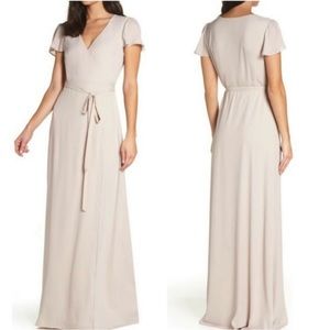 Blush colored Show me your MuMu XS Noelle wrap dress